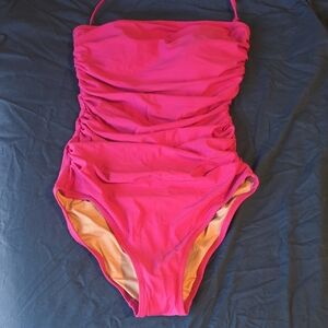 Woman Pink One Piece Swimsuit